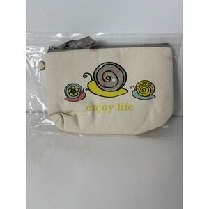 Thirty-One Lil Expressions Mini Zipper Pouch Natural Grey Snail Enjoy Life NEW